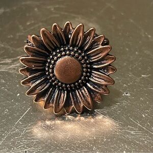 Sunflower Stretch band  Ring in copper
